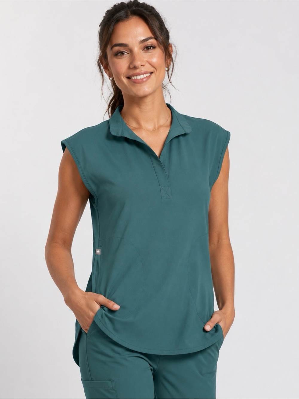 Figs Rafaela oversized scrub top blue green teal XS